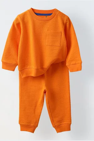 SPUNKIES Boys Self Design Pure Cotton Sweatshirt with Joggers
