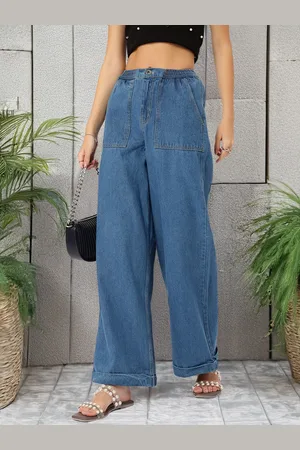DressBerry Women Vintage Vibe Wide Leg Non-Stretchable Jeans