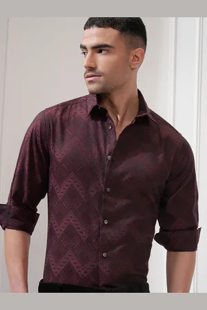 LocoMotive Luxe Men Jacquard Textured Occasion Slim Fit Shirt