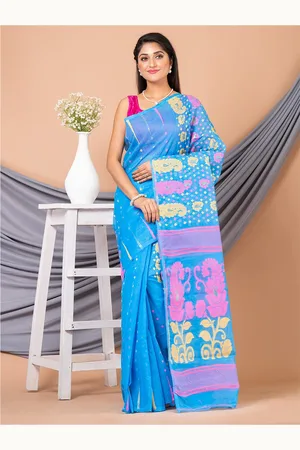 HOUSE OF ARLI Ethnic Motifs Woven Design Pure Cotton Jamdani Saree
