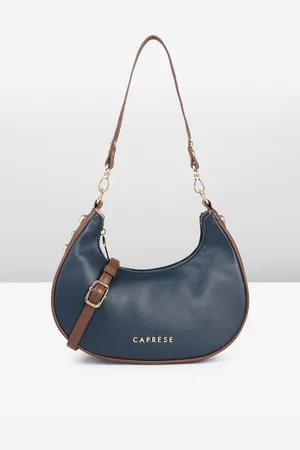 Caprese Colourblocked Half Moon Hobo Bag With Embellished
