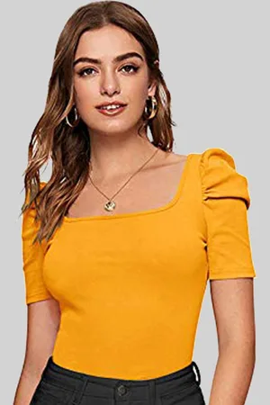 LONDON BELLY Women Yellow Puff Sleeve Top