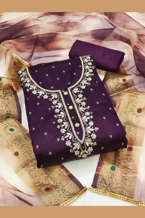 Ishin Burgundy Floral Woven Design Zari Unstitched Dress Material