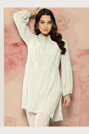 Lakshita Women Mandarin Collar Embroidered Embellished Tunic