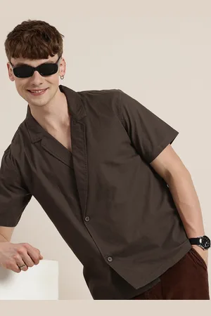 HERE&NOW Pure Cotton Lapel Collar Casual Shirt