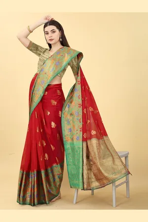 JustFashion Woven Design Zari Art Silk Banarasi Saree