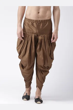 Hangup Men Brown Solid Satin Dhoti Pant