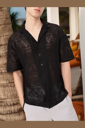 Kook N Keech Sophisticated Vacanza Sheer Style Oversized Fit Knitted Shirt