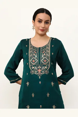 Jaipur Women Floral Yoke Design Thread Work Kurta