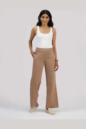 BlissClub Womens Work-to-Wine Twill Wide Flare Pants