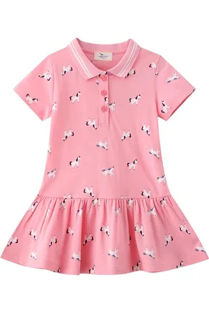 LULU & SKY Girls Shirt Collar Drop-Waist Dress