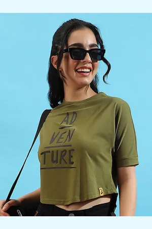 Campus Typography Printed Cotton Crop Top