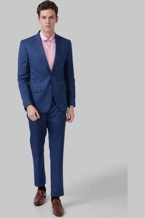Park Avenue Men Blue Solid 2 Piece Suit