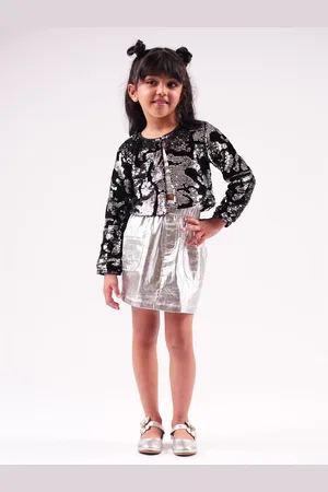 LIL DRAMA Girls Embellished Sequinned Button Shrug