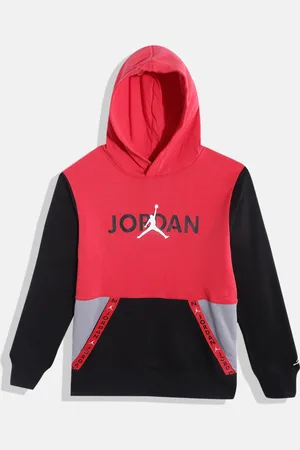 Jordan Boys Red & Black Printed Hooded Sweatshirt