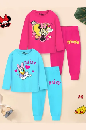 YK Kids Pack Of 2 Minnie & Daisy Printed Round Neck Sweatshirts With Joggers