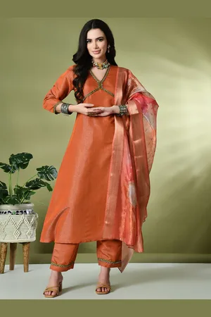 Kalini Women Regular Pure Silk Kurta with Palazzos & With Dupatta