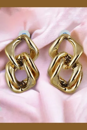 Lucky Jewellery 18k Gold Plated Twisted Contemporary Drop Earrings