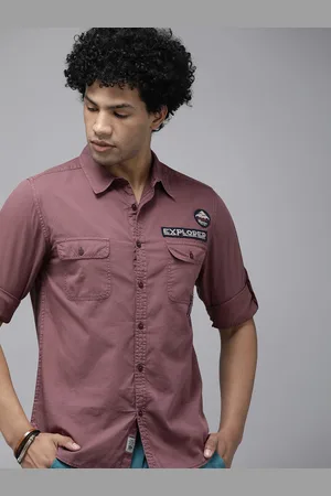 Roadster Men Maroon Solid Casual Shirt