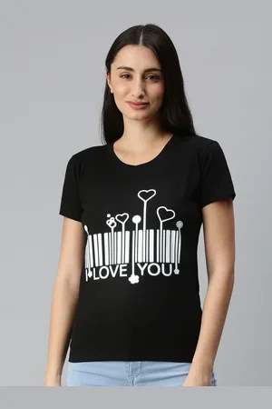 BRATMA Women Black & White Typography Printed Monochrome T-shirt