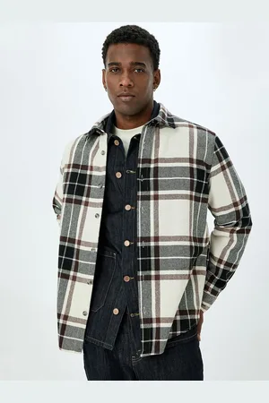 Koton Men Cutaway Collar Tartan Checked Casual Shirt