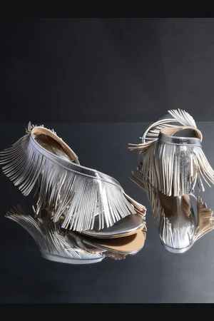 THE WHITE POLE Embellished Open Toe Stiletto Heels