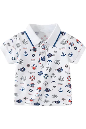 BAESD Kids Conversational Printed Cotton Polo Collar Short Sleeves Casual T-shirt