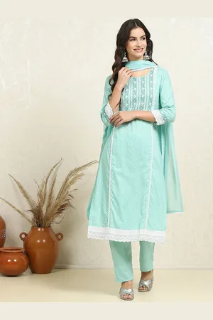 Biba Floral Embroidered Pure Cotton Unstitched Dress Material