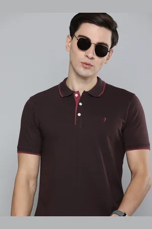 Indian Terrain Men Brown Solid Polo Collar Slim Fit Casual T-shirt