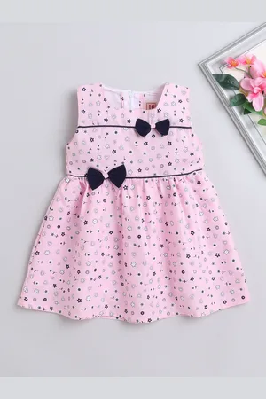 The Magic Wand Girls Floral Printed Bow Detail Cotton Fit & Flare Dress