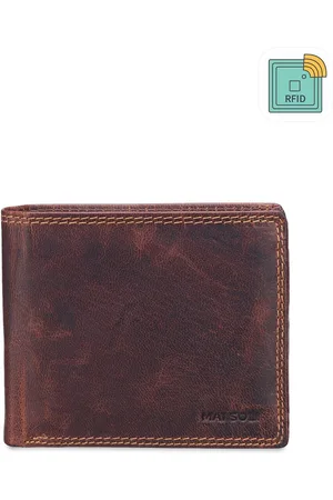 MAI SOLI Men Brown Genuine Leather RFID Dark Vintage Two Fold Wallet With Flap & Loop