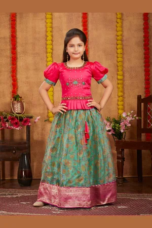 Sangria Girls Embroidered Beads and Stones Ready to Wear Lehenga & Choli