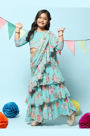 Biba Girls Floral Printed Ready to Wear Lehenga & Blouse With Dupatta
