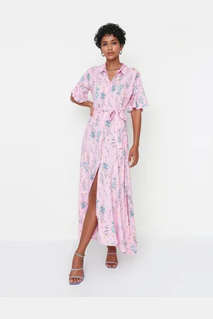 Trendyol Women Pink Floral Polyester Maxi Dress