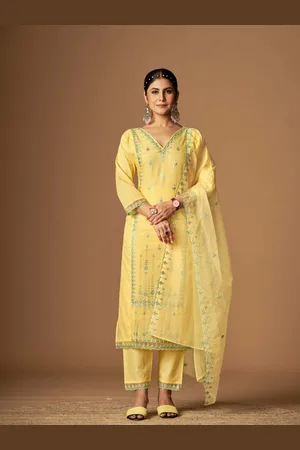 Orus Women Embroidered Regular Thread Work Pure Cotton Kurta with Trousers & With Dupatta