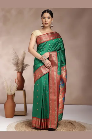 JustFashion Woven Design Zari Paithani Saree