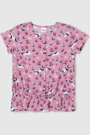Max Collection Girls Floral Printed Shirt Style Top