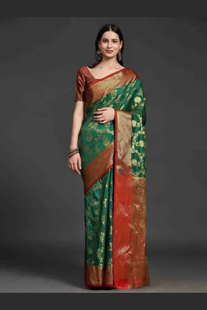 JustFashion Floral Woven Design Zari Saree