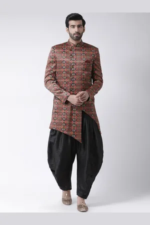 Hangup Men Red Printed Sherwani Set