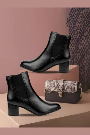BXXY Women Faux Zipper High Ankle Boots and Chelsea Boot