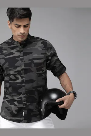 Roadster Men Charcoal Grey Regular Fit Camouflage Printed Sustainable Casual Shirt
