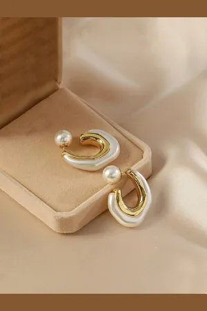 EL REGALO Contemporary Enamelled Double Sided Half Hoop Earrings