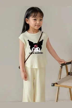 LULU & SKY Girls Printed Round Neck Top With Trousers