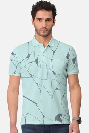 bullmer Abstract Printed Polo Collar Cotton T-shirt