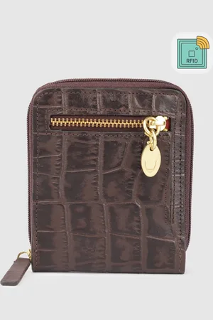 Hidesign Women Croc Textured Leather Zip Around Wallet