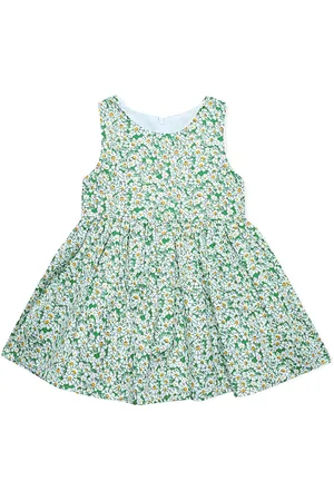 BAESD Girls Floral Print Round Neck Sleeveless A-Line Dress