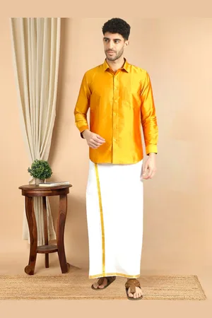 TATTVA Men Classic Cutaway Collar Solid Poly Silk Slim Fit Casual Shirt