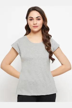 Clovia Women Round Neck Cotton Regular Lounge Tshirt