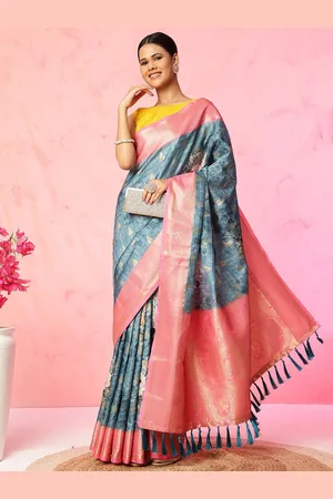 JustFashion Woven Design Zari Banarasi Saree