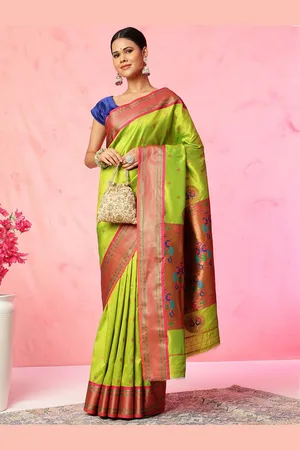 JustFashion Ethnic Motifs Zari Paithani Saree